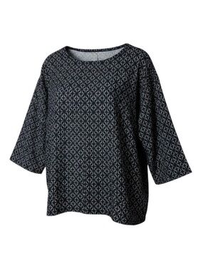 Collection Privēe? Navy Printed‎ Cotton Linen Top Made In Italy Size Medium